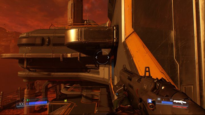 Walk on the shaft to the right, turn around and climb higher - Doom: All secrets in Resource Operations - Secrets - Doom Game Guide & Walkthrough