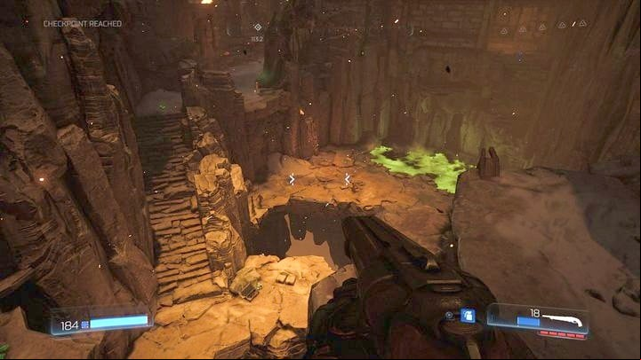 The first turn is almost at the beginning of the level - Doom: All secrets in Kadingir Sanctum - Secrets - Doom Game Guide & Walkthrough
