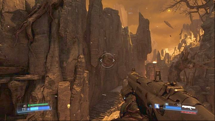 In order to get to it you must jump on the path below and then observe the left wall - Doom: All secrets in Kadingir Sanctum - Secrets - Doom Game Guide & Walkthrough