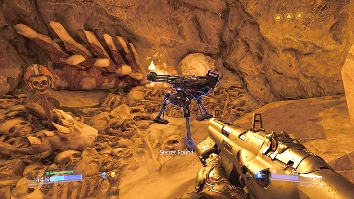 A new weapon is hidden inside - a machine gun - Doom: All secrets in Kadingir Sanctum - Secrets - Doom Game Guide & Walkthrough
