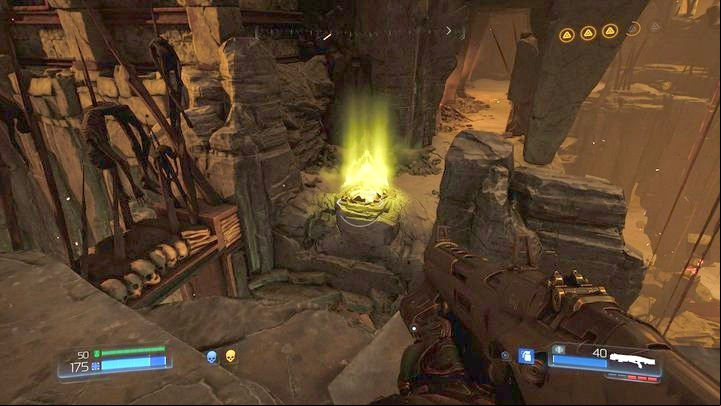 Once you collect the second collectible, go to the top of the stairs and then to the right - Doom: All secrets in Kadingir Sanctum - Secrets - Doom Game Guide & Walkthrough