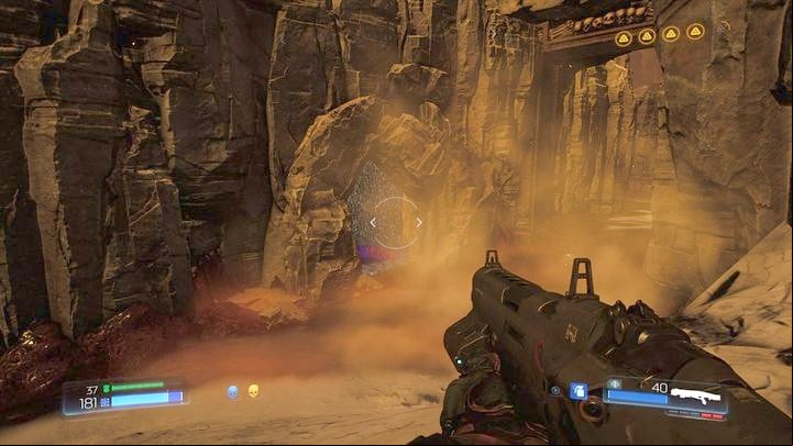 Entrance to the map can be found by jumping to the right from the bridge that leads to the large gate - Doom: All secrets in Kadingir Sanctum - Secrets - Doom Game Guide & Walkthrough