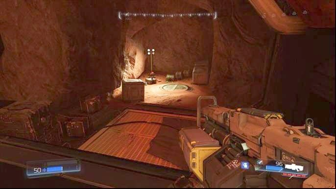 On the left from the entrance to the classic map there is another platform - Doom: Destroyed Argent Facility Walkthrough - Walkthrough - Doom Game Guide & Walkthrough