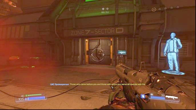 Go towards the door marked on the radar - Doom: Destroyed Argent Facility Walkthrough - Walkthrough - Doom Game Guide & Walkthrough