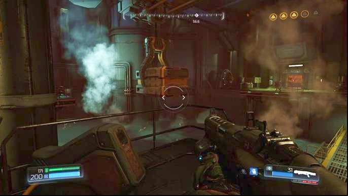 Use the computer ahead of the yellow door once the battle is over - Doom: Destroyed Argent Facility Walkthrough - Walkthrough - Doom Game Guide & Walkthrough