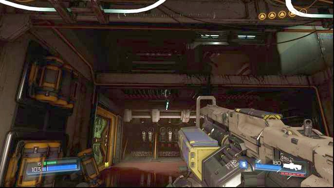 Before you go further down, first go back to the entrance and jump one floor above - Doom: Destroyed Argent Facility Walkthrough - Walkthrough - Doom Game Guide & Walkthrough