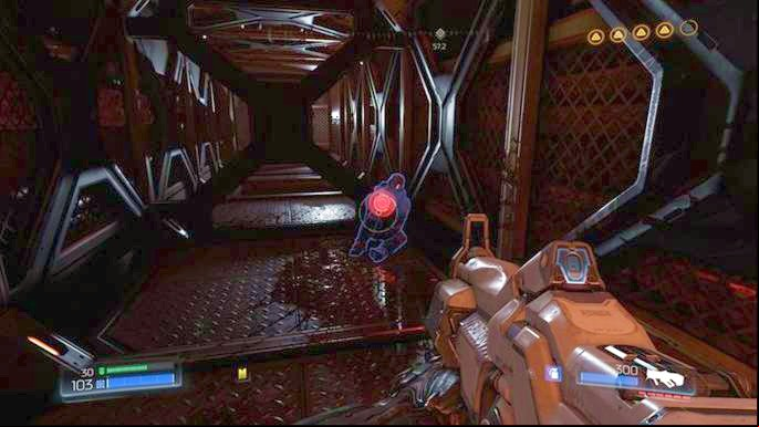 Turn around after jumping down and enter the corridor in front of you - Doom: Destroyed Argent Facility Walkthrough - Walkthrough - Doom Game Guide & Walkthrough