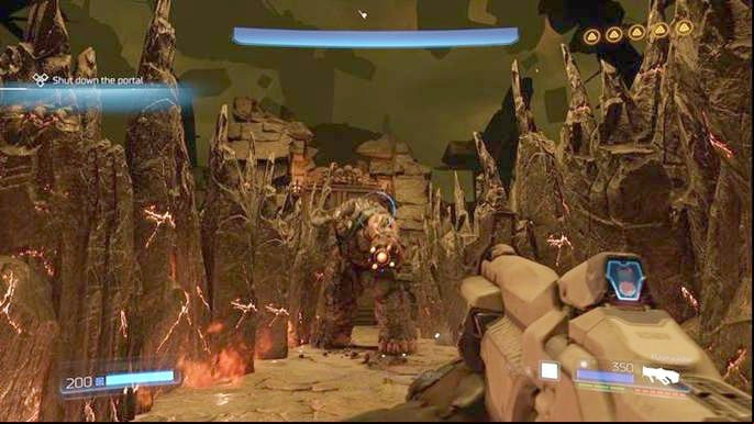 The second difference is that from time to time the beast creates two stone walls that limit your movement and then it shoots rockets or shockwaves - Doom: How to beat the Cyberdemon? - Walkthrough - Doom Game Guide & Walkthrough