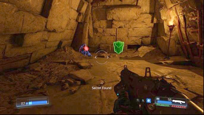The switch will open entrance to the tunnel below on the right - Doom: Titans Realm Walkthrough - Walkthrough - Doom Game Guide & Walkthrough