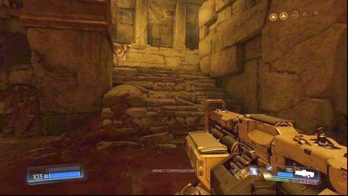 Go to the entrance once the battle is over and turn toward the stairs on the left - Doom: Titans Realm Walkthrough - Walkthrough - Doom Game Guide & Walkthrough