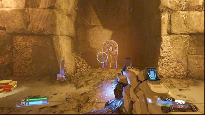 Now you can go back up, to the newly unlocked room with a red switch - Doom: The Necropolis Walkthrough - Walkthrough - Doom Game Guide & Walkthrough