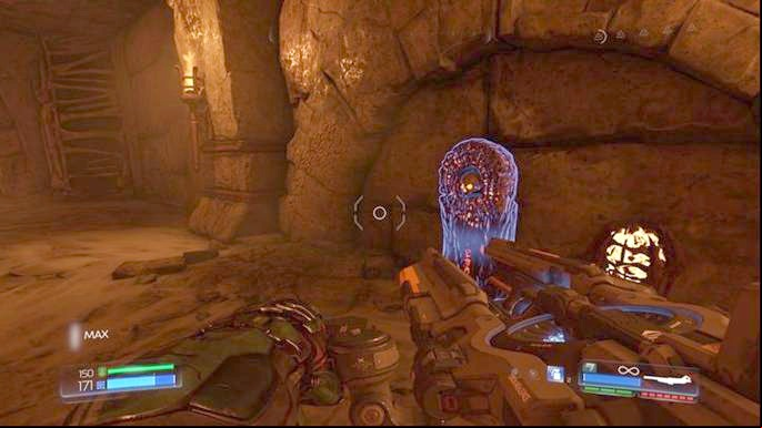 The switch will open the door below - Doom: The Necropolis Walkthrough - Walkthrough - Doom Game Guide & Walkthrough