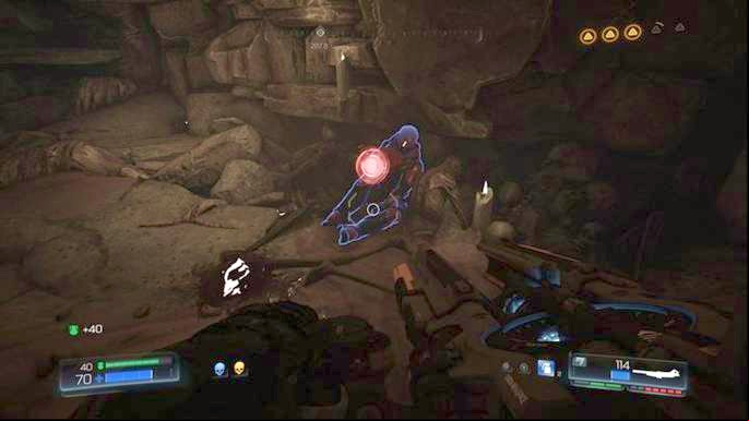 In the cave on the other side of the cliff you will encounter a Mancubus - Doom: The Necropolis Walkthrough - Walkthrough - Doom Game Guide & Walkthrough