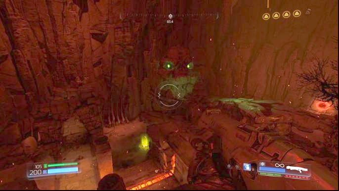 Get on the skulls on the other end of the arena after you destroy the second stone - Doom: Argent DNur Walkthrough - Walkthrough - Doom Game Guide & Walkthrough
