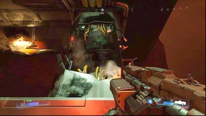 Climb higher after taking the collectible - Doom: All secrets in Destroyed Argent Facility - Secrets - Doom Game Guide & Walkthrough