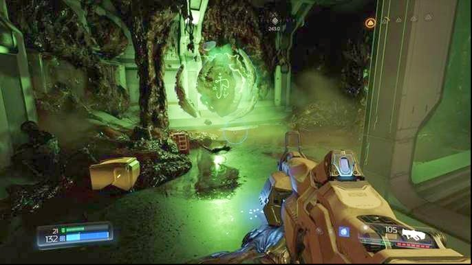 Keep going ahead on the other side and then climb one floor above through the hole at the end of the tunnel - Doom: All secrets in Lazarus Labs - Secrets - Doom Game Guide & Walkthrough