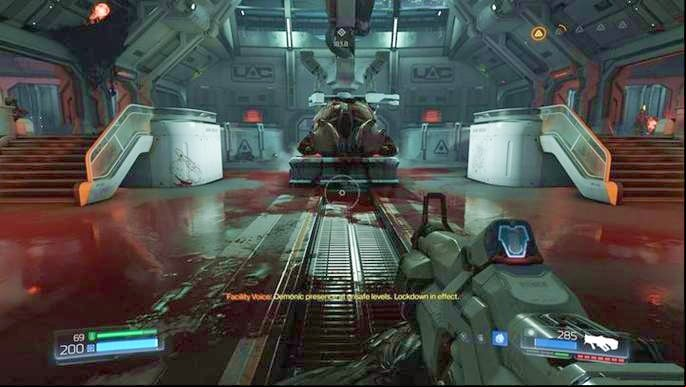 Slightly further from the first Rune Trial a larger battle with demons will start - Doom: All secrets in Lazarus Labs - Secrets - Doom Game Guide & Walkthrough