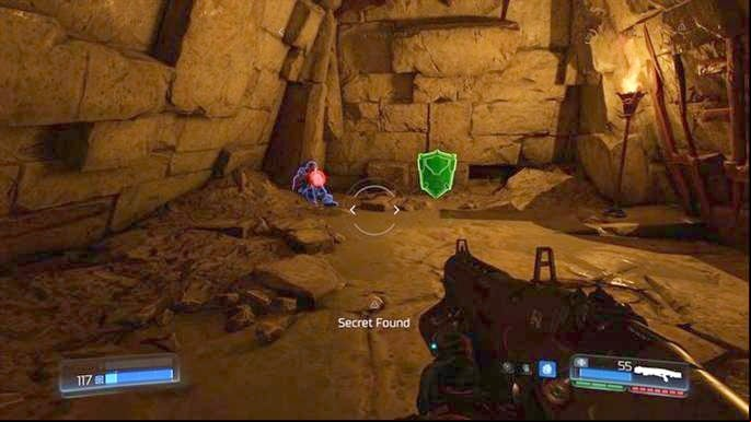 The switch will open entrance to the tunnel below on the right - Doom: All secrets in Titans Realm= - Secrets - Doom Game Guide & Walkthrough