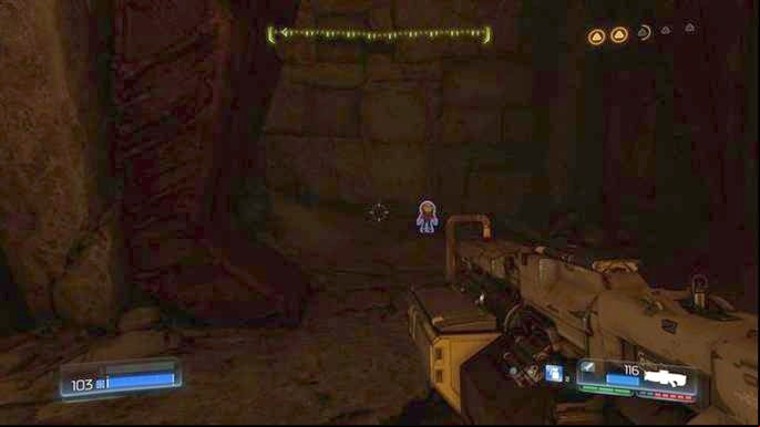 You will reach a niche with collectible hidden inside (Keenguy) - Doom: All secrets in Titans Realm= - Secrets - Doom Game Guide & Walkthrough