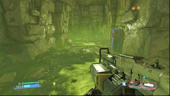Jump down to the room with yellow door after obtaining the yellow skull - Doom: All secrets in Titans Realm= - Secrets - Doom Game Guide & Walkthrough
