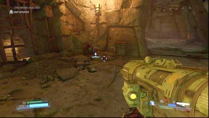 When you use the green teleport at the beginning of the level, on the other side you will notice a Data Log lying on the ground - Doom: All secrets in The Necropolis - Secrets - Doom Game Guide & Walkthrough