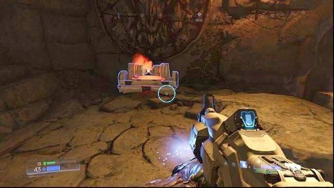 Turn left after the battle with the first Mancubus on this level - Doom: All secrets in The Necropolis - Secrets - Doom Game Guide & Walkthrough