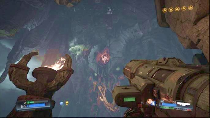 At the end of the level you should notice a big skull with a red rune on its forehead - Doom: All secrets in The Necropolis - Secrets - Doom Game Guide & Walkthrough