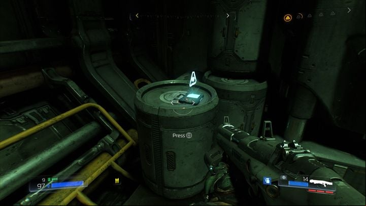 After obtaining the yellow key and defeating the Hell Knight, go down the stairs that are near the place where the big demon appeared - Doom: All secrets in Foundry - Secrets - Doom Game Guide & Walkthrough