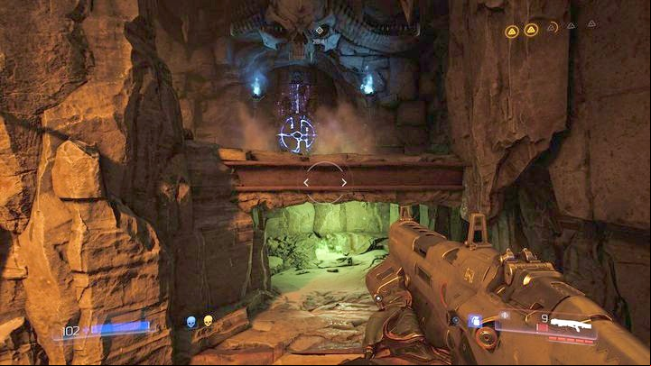 Open the blue gate located near the rock with chains after completing the rune - Doom: Kadingir Sanctum Walkthrough - Walkthrough - Doom Game Guide & Walkthrough