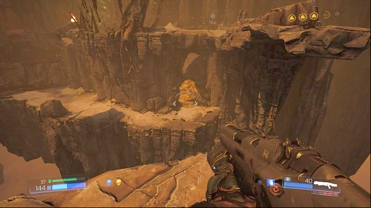 Once you pull the valuable item from him, turn around and look down - Doom: Kadingir Sanctum Walkthrough - Walkthrough - Doom Game Guide & Walkthrough
