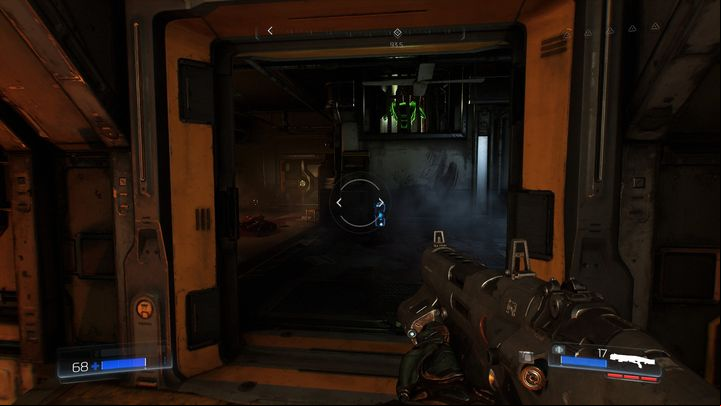 Now go back to the gap in the sidewalk through which you jumped recently and enter the nearby room - Doom: Foundry Walkthrough - Walkthrough - Doom Game Guide & Walkthrough