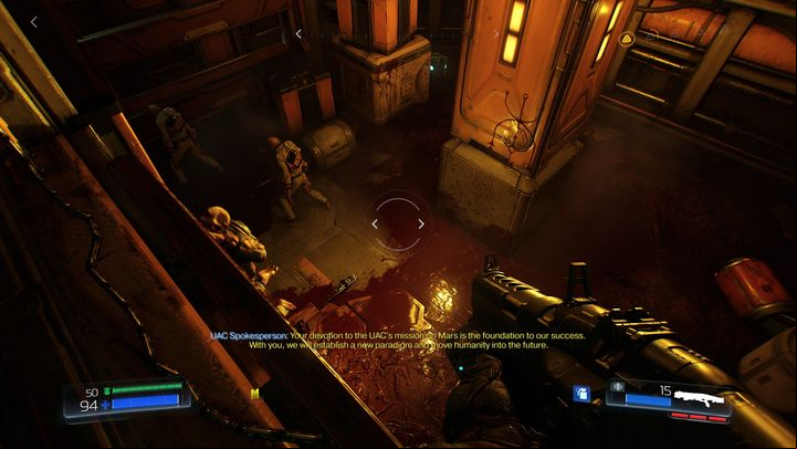 Next to the place where the Hell Knight appeared there are stairs leading one floor below - Doom: Foundry Walkthrough - Walkthrough - Doom Game Guide & Walkthrough