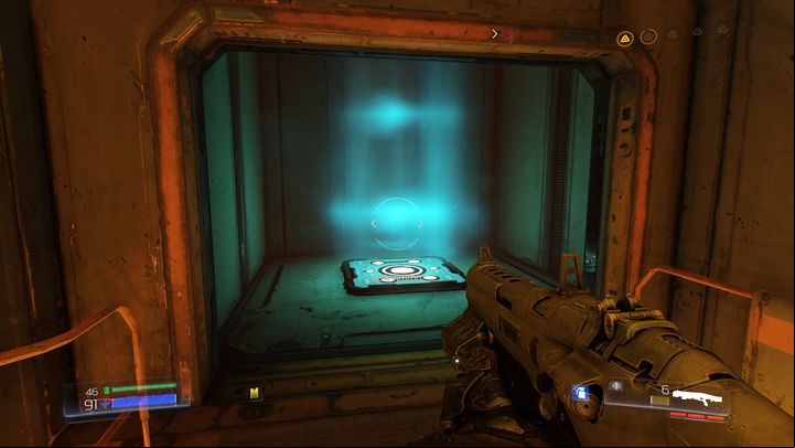 The further path will lead you to a gravity elevator through which you can get to the previously byed blue door - Doom: Foundry Walkthrough - Walkthrough - Doom Game Guide & Walkthrough