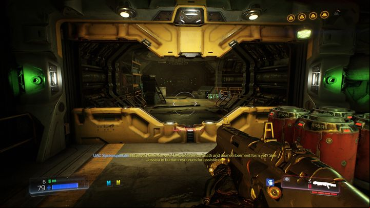 Another blue door will lead you to the start of the location where another Hell Knight is waiting for you - Doom: Foundry Walkthrough - Walkthrough - Doom Game Guide & Walkthrough