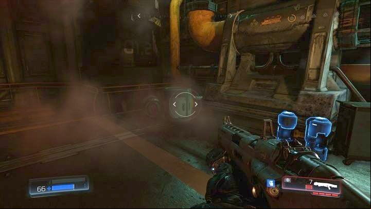 Pick it up and then pull the lever hidden behind the barrels slightly to the left - Doom: Argent Facility Walkthrough - Walkthrough - Doom Game Guide & Walkthrough