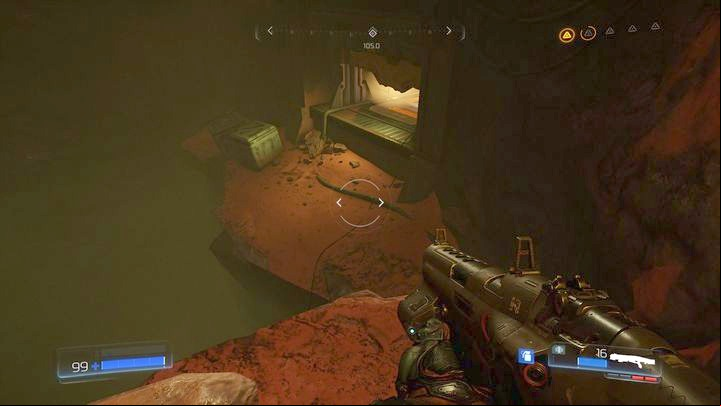 Stand in front of the blue barrier once the encounter ends and try walking it around from the left - Doom: Argent Facility Walkthrough - Walkthrough - Doom Game Guide & Walkthrough