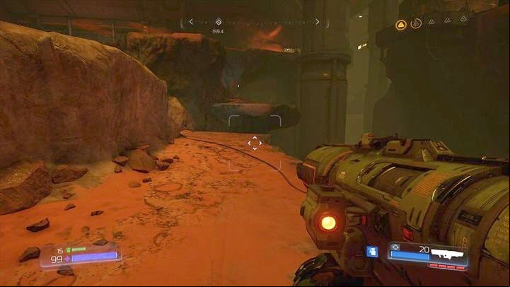 While climbing back up, turn to the rock ledge on the right - Doom: Argent Facility Walkthrough - Walkthrough - Doom Game Guide & Walkthrough