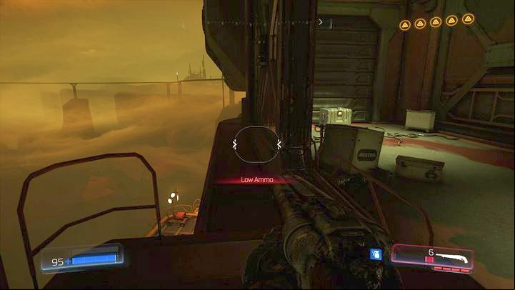 Before you jump below, first go carefully through the edge to the other side (next to the ammunition box) - Doom: Argent Facility Walkthrough - Walkthrough - Doom Game Guide & Walkthrough