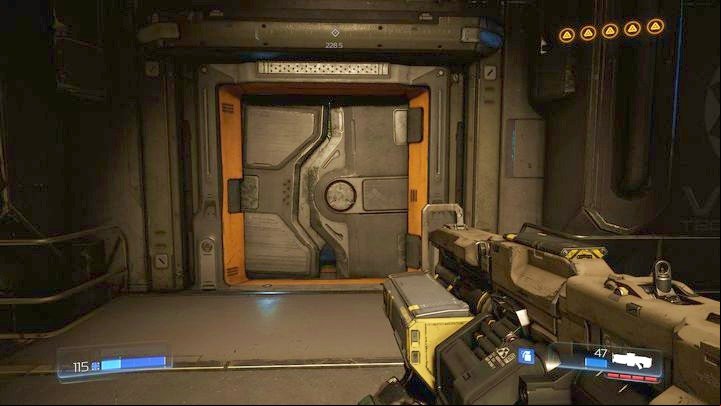 Once the battle is over, explore the room ahead of the door leading to the Supershotgun (it is hidden in the corner) - Doom: Argent Facility Walkthrough - Walkthrough - Doom Game Guide & Walkthrough