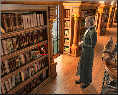 You may finally proceed to the lower level of the library - Library I - Vienna - Dracula: Origin - Game Guide and Walkthrough