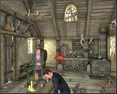 You will have to talk to the owner of the tavern again - Tavern I - Transylvania - Dracula: Origin - Game Guide and Walkthrough