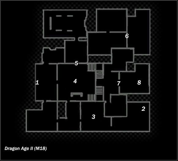 Legend - Map M17 Barracks; Map M18 Danarius/Fenris estate | Maps - Maps - Dragon Age II Game Guide