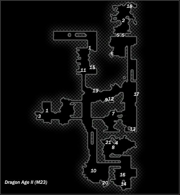 Legend - Map M23 Darktown; Map M24 Amell estate basement | Maps - Maps - Dragon Age II Game Guide