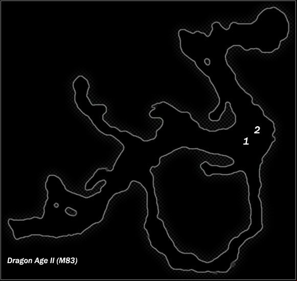 Legend - Map M83 Antivan camp; Map M84 Hidden Lair | Maps - Maps - Dragon Age II Game Guide