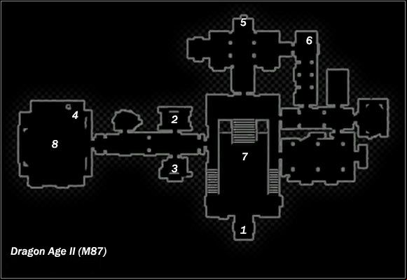 Legend - Map M87 Templar Hall; Map M88 De Launcet estate | Maps - Maps - Dragon Age II Game Guide