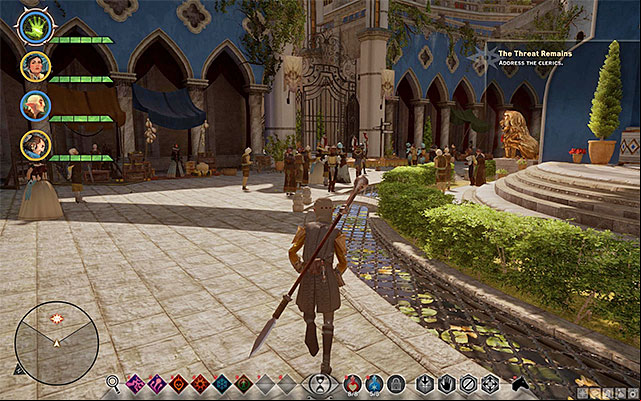 Approach the clerics and see the cutscene - Dragon Age Inquisition: The Threat Remains - Main storyline quests (The Path of the Inquisitor) - Dragon Age: Inquisition Game Guide & Walkthrough