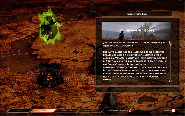 NOTE - Making progress in this quest will gain you the Apostates - Dragon Age Inquisition: In Hushed Whispers (siding with mages) - Main storyline quests (The Path of the Inquisitor) - Dragon Age: Inquisition Game Guide & Walkthrough