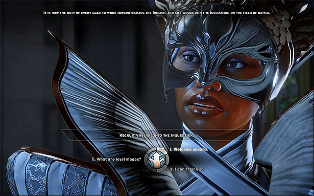 It is best to offer Vivienne to the party - Dragon Age Inquisition: The Imperial Enchanter - new party member - The Inner Circle (companion quests) - Dragon Age: Inquisition Game Guide & Walkthrough