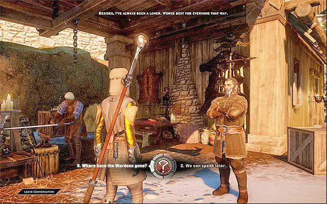 Ask Blackwall about the rest of the grey wardens - Dragon Age Inquisition: Memories of the Grey - The Inner Circle (companion quests) - Dragon Age: Inquisition Game Guide & Walkthrough