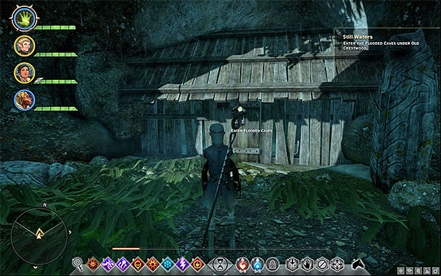 You now need to return towards the gate, where you started your exploration of Crestwood - Dragon Age Inquisition: Still Waters - Side Quests - Crestwood - Dragon Age: Inquisition Game Guide & Walkthrough